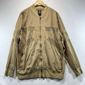 Bomber Jacket Athletic Vented Men's XL Beige Full Zip